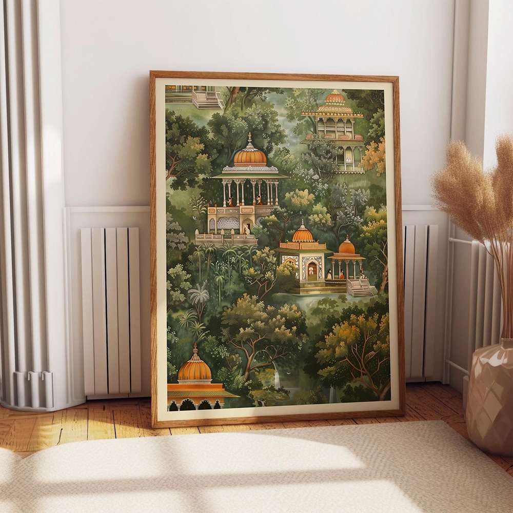 Indian Pichwai Temple Art Print - Hindu Temple Wall Art